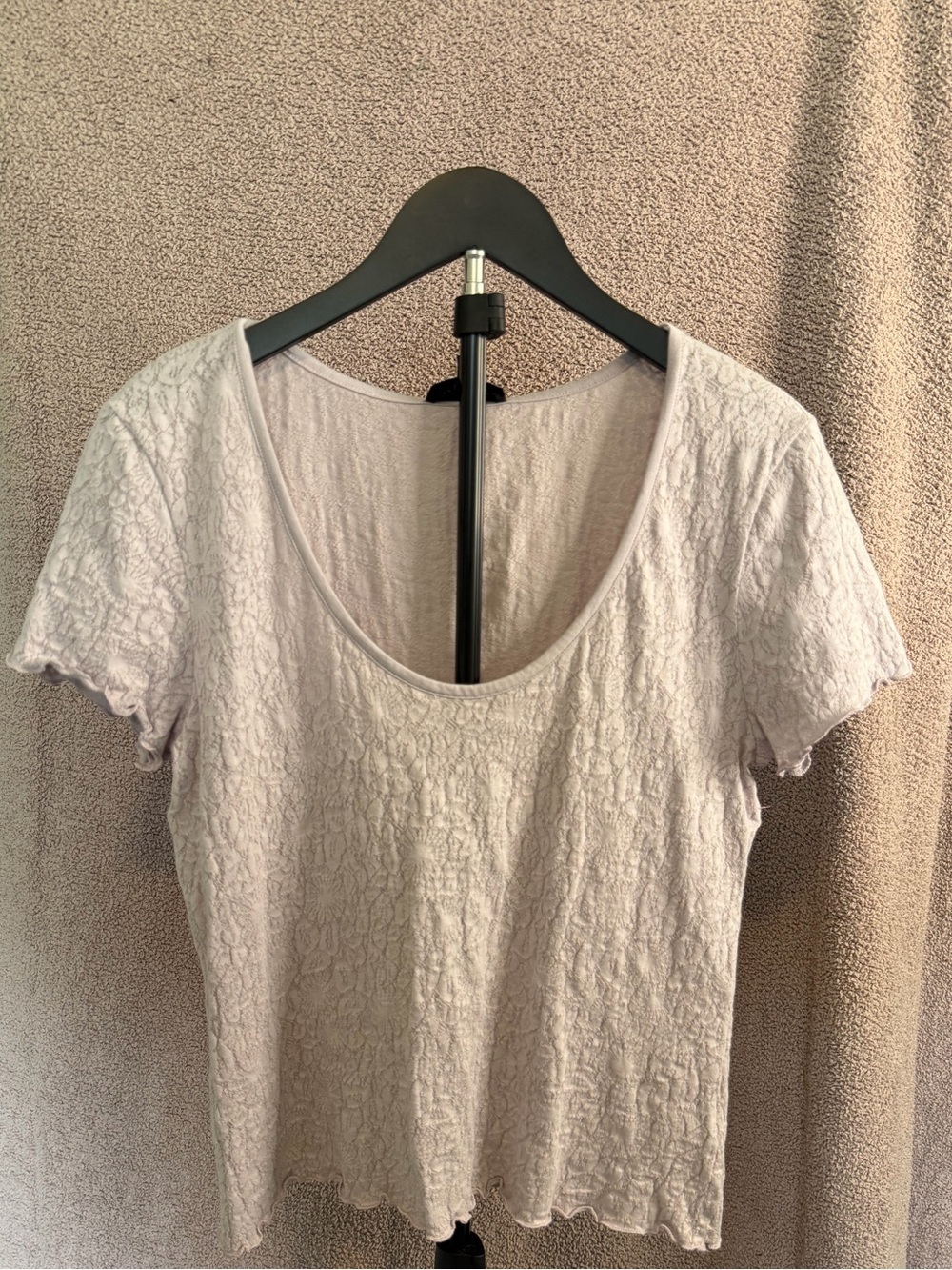Rag & Bone New York Ivory Textured Scoop Neck Short Sleeve Top Size L